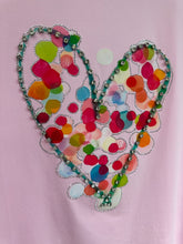 Multi Coloured/Diamante Heart Tee Pink
